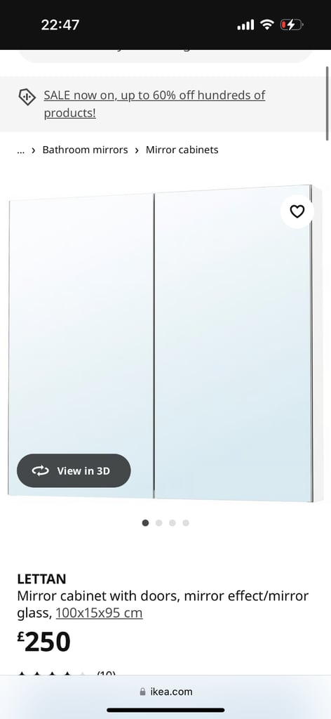 image for Ikea double door mirror cabinet