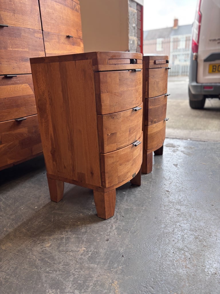 Barker and Stonehouse Rye reclaimed solid wood pair of bedside drawers ! 