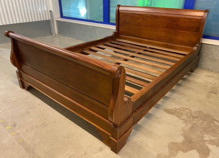 Solid Teak sleigh King size bed frame 