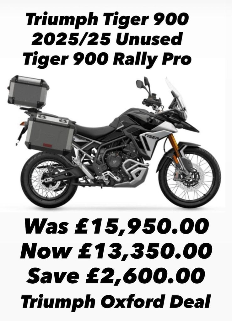 2025/25 Unused Triumph Tiger 900 Rally Pro Motorcycle DEAL