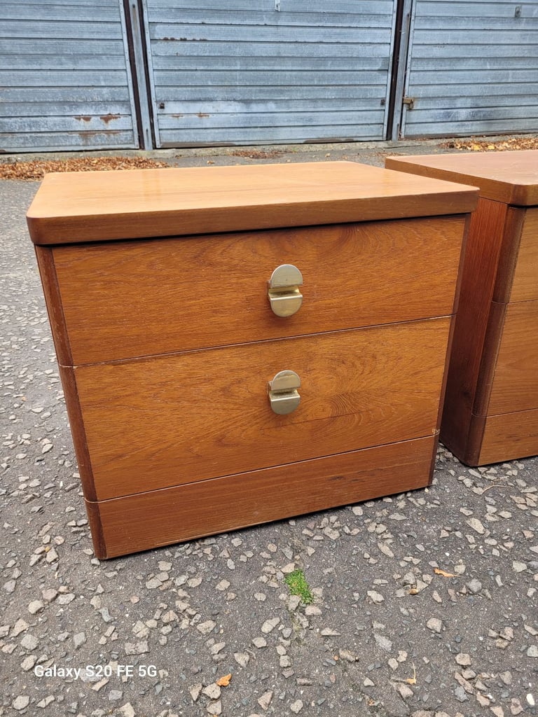 Matching pair of vintage Stag bedside drawers, delivery available 