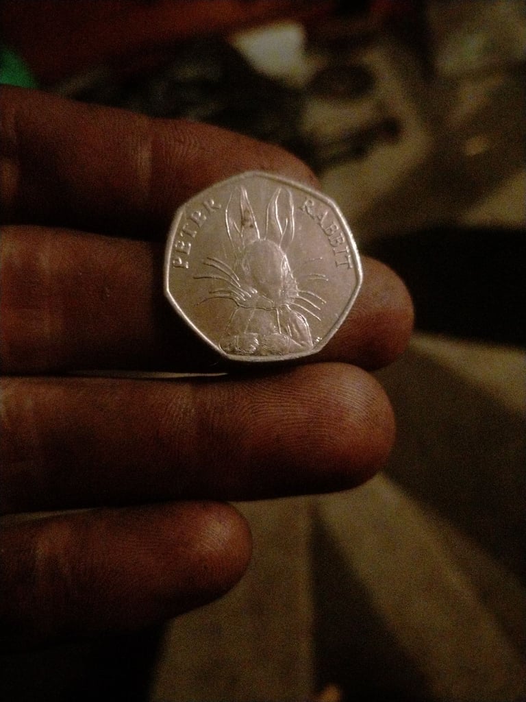 image for Rare Peter Rabbit 50p Coin Whisker Error 