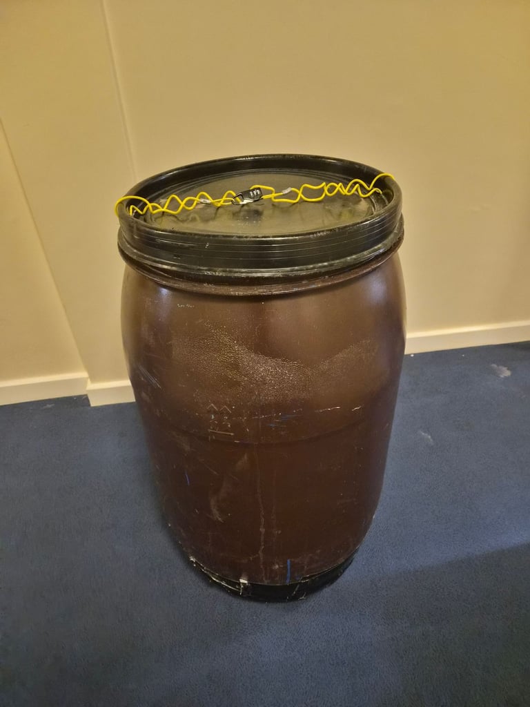 Ice bath, 55 gallon PVC drum