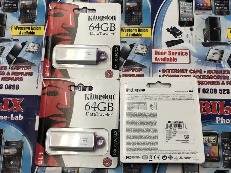 64GB USB Flash drive data traveler 2.0 Kingston Digital Blue (DTIG4/64GB )