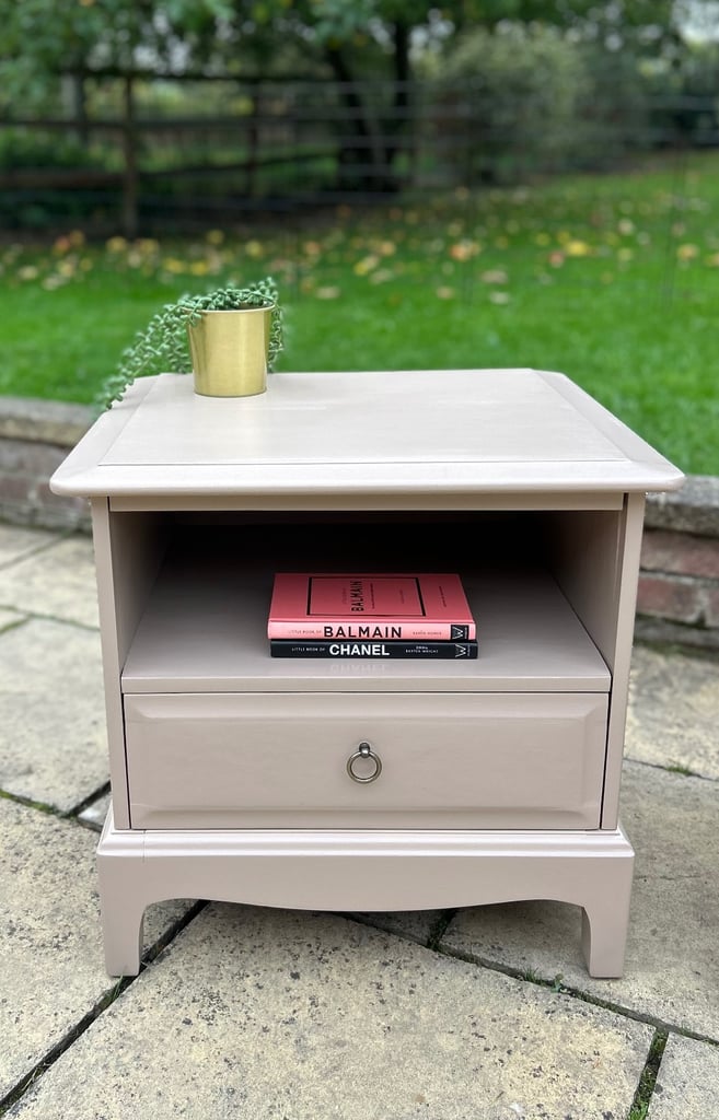 Upcycled Stag Minstrel chest of drawers and bedside cabinet set