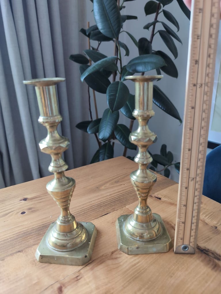 Brass candle holders x2