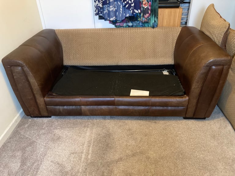 Faux leather 2-seater sofa bed