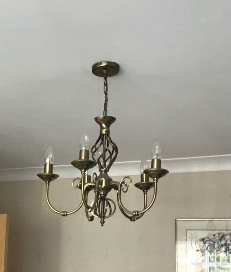 Five light brass chandelier 