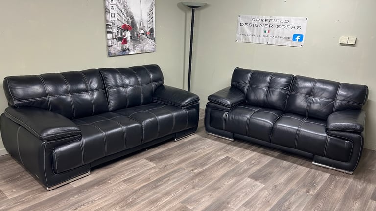Italian leather sofas 3&2 (delivery available)