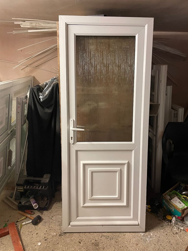 image for UPVC DOOR 205 x 84 cm - UPVC DOUBLE GLAZED DOOR - OBSCURE GLASS (REF: DX190)