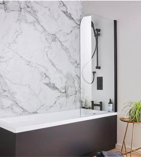 image for New Nero Radius Edge Bath Shower Screen 1435 x 780mm RRP £149 Our Price £85