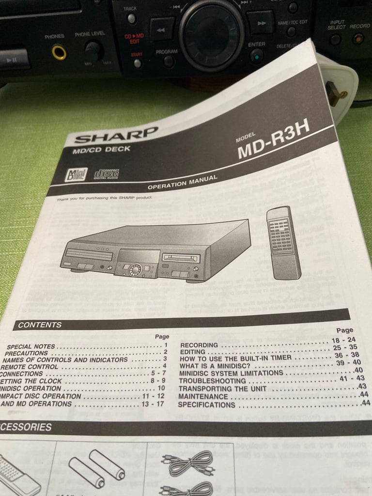 Sharp MD/CD deck MD-R3 - with manual
