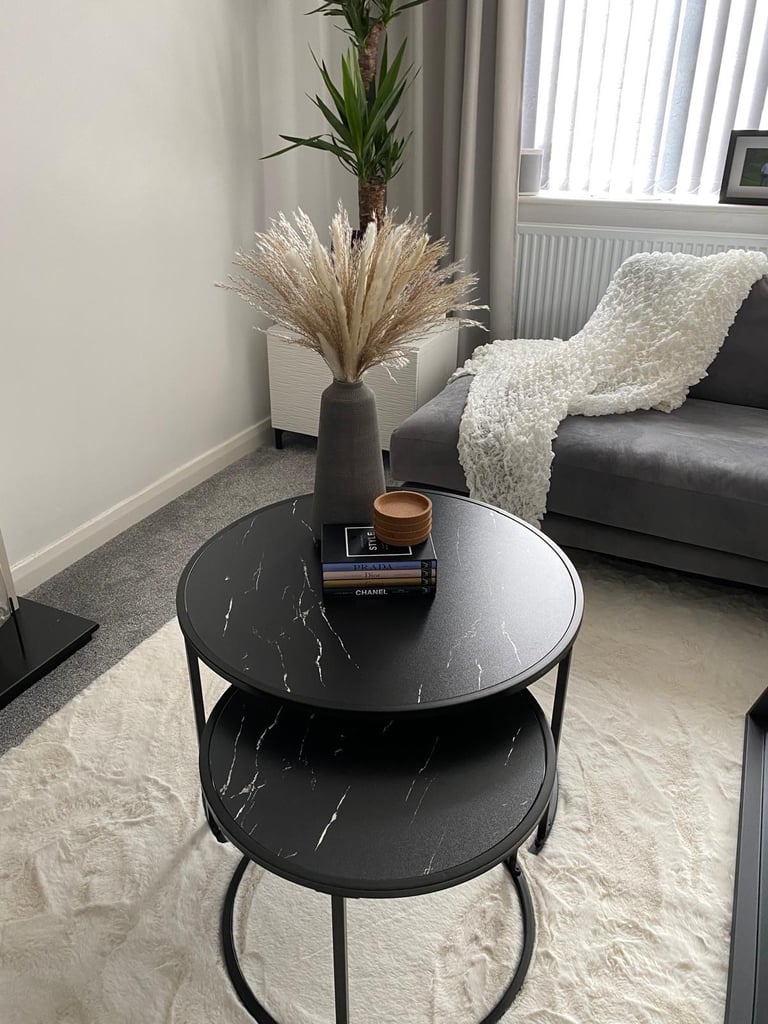 Black Coffee Table with White Detail