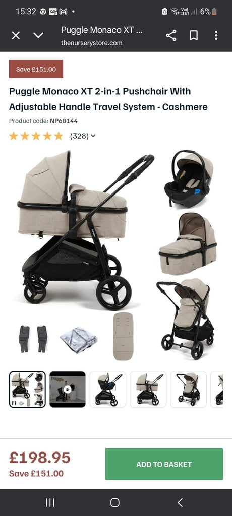 Puggle Monaco xt 2 in 1 travel system with car seat (cashmere)  unopen still in box 