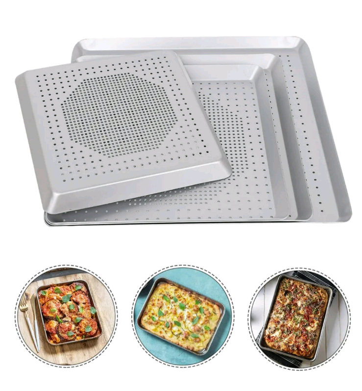 Square pizza pans/perforated Pizza trays with holes new