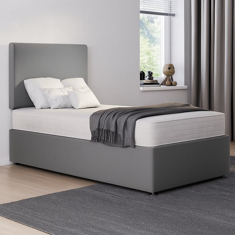 image for Affordable Divan Bed with Headboard and Storage Drawers for Compact Homes
