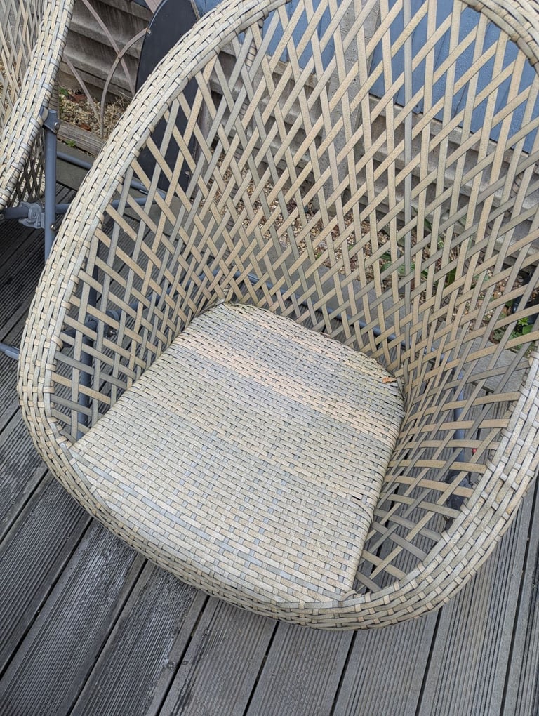 Sun lounger garden chairs and small table