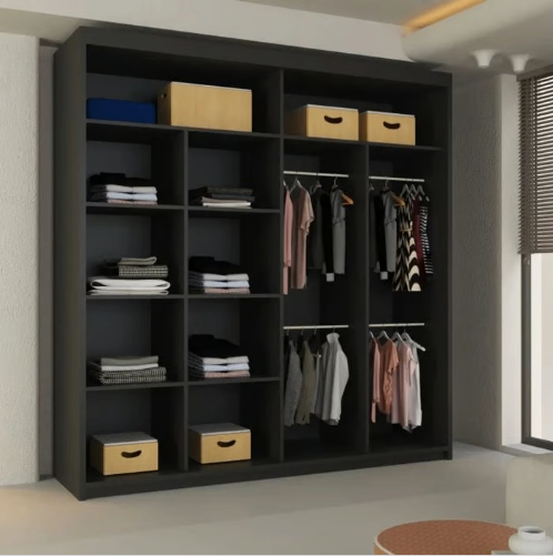 Brand New - Chelsea Mirror Sliding Door Wardrobe - Black - SAME/NEXT DAY DELIVERY