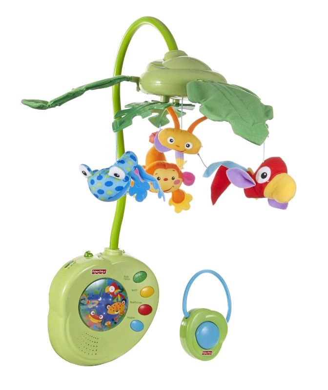 Fisher Price Rainforest Peek a boo muscial battery powered Cot