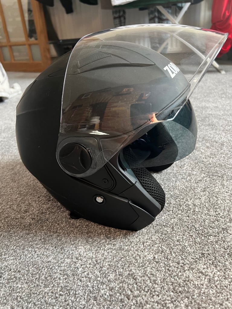 Zorax ZOR-602 Open-Face Motorbike Helmet – Matt Black, Size M (57–58 cm)