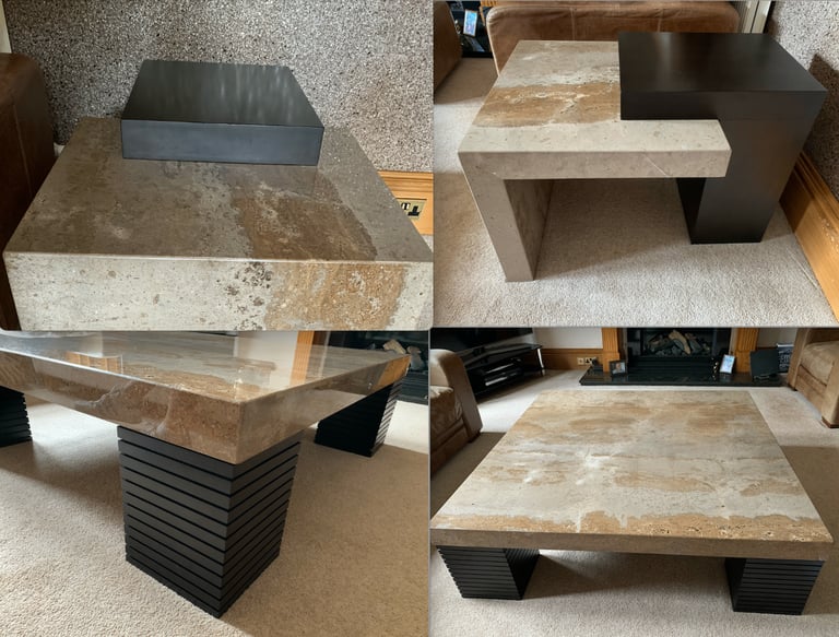 image for Coffee Tables - Large Stone - 2 x matching side tables & 1 x centre table by Stone International