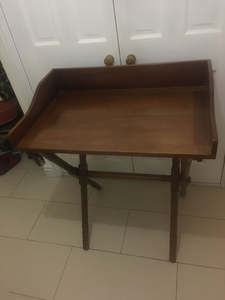 Solid Wood Foldable Desk with Movable Desk Organiser