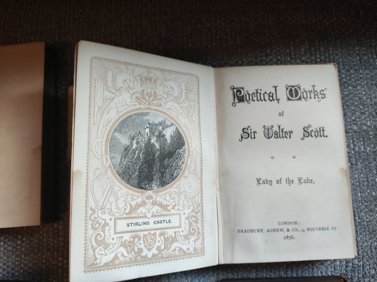 6 x Antique Books, 1876, Poetic Works Of Sir Walter Scott - Hardback, Handy Ed