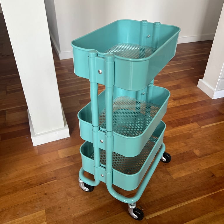IKEA Raskog Trolley Shelf Set 3-Shelf - Small - Blue/Green Used