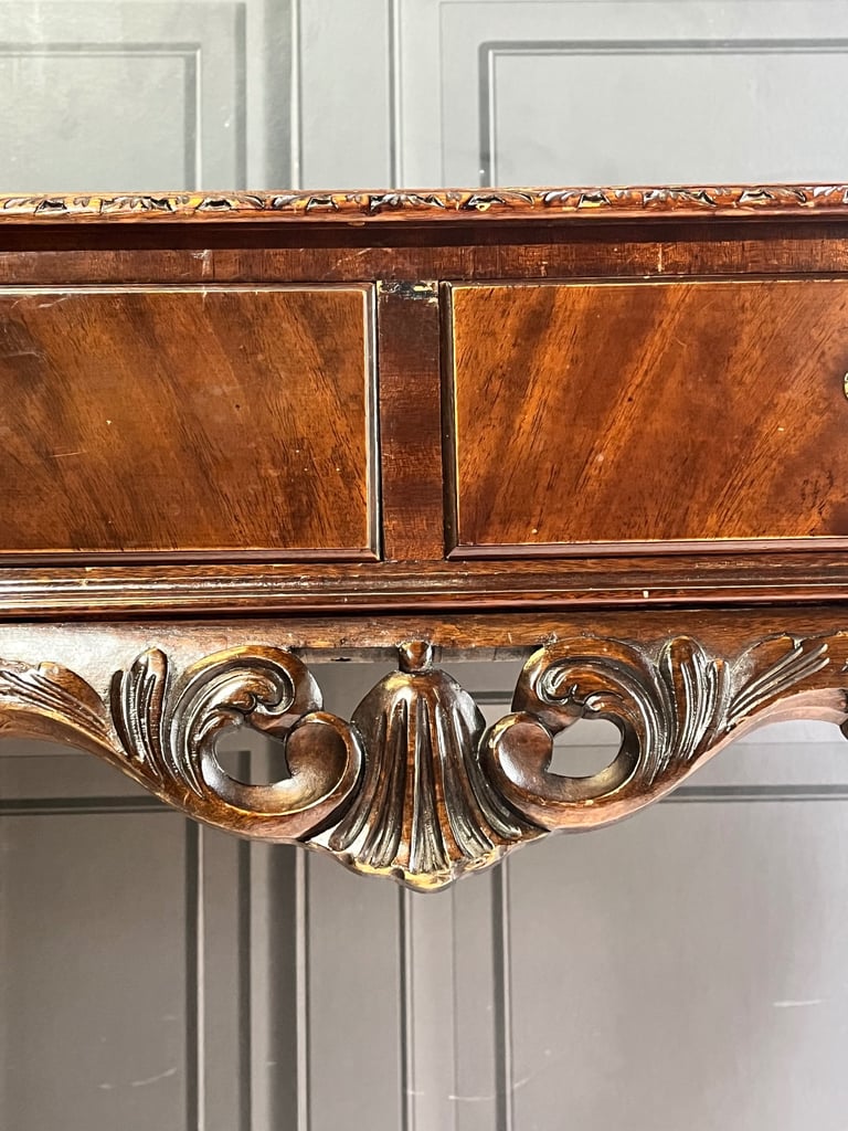 Antique STYLE  Mahogany Wood &  Leather Top  Console table / Writing Desk