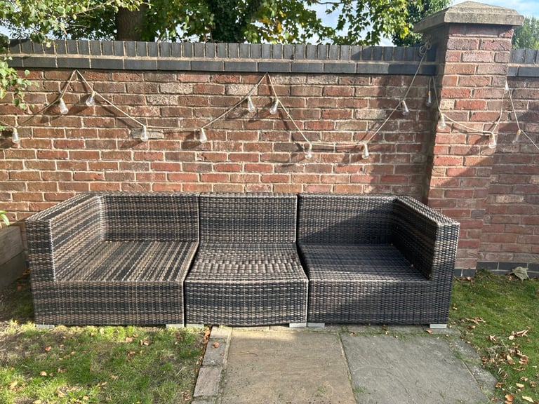 3 x seater brown rattan outdoor seating 