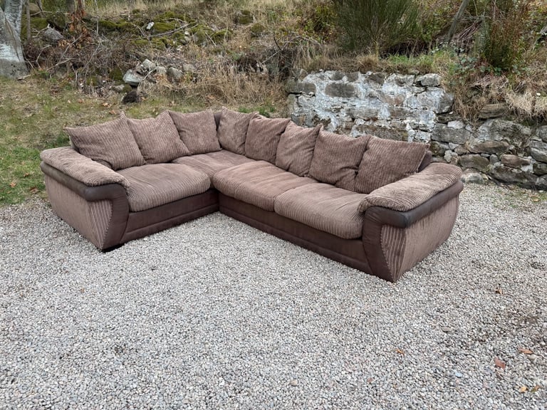 image for Brown Corded Corner Sofa (Delivery Available)