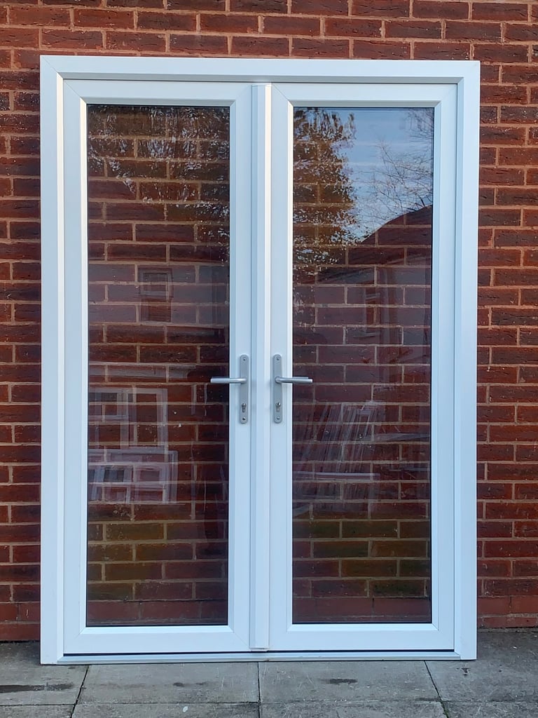 UPVC DOUBLE GLAZED FRENCH PATIO DOOR & KEYS 155.5cm WIDE 214cm HIGH Can Deliver