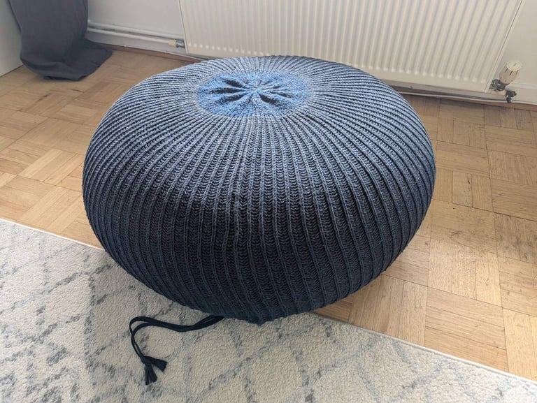 image for Ikea Sandared Pouffe Dark Blue