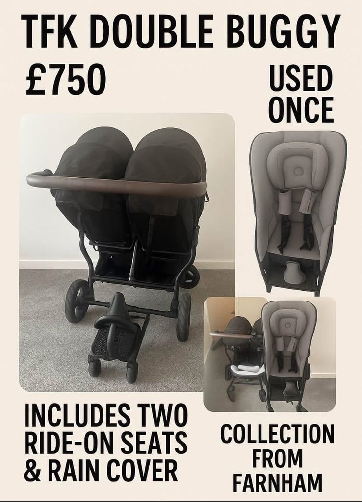 TFK Double Buggy – Used Once – RRP £1,700+ – Collection Farnham, Surrey