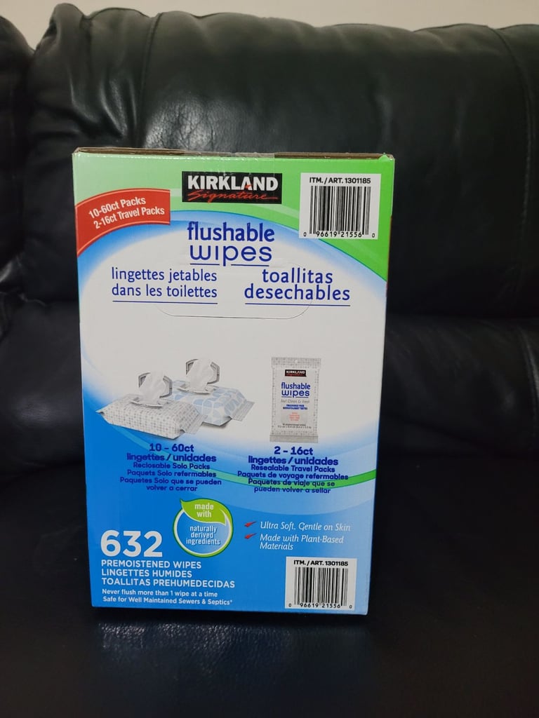 Brand new and sealed box of flushable wipes