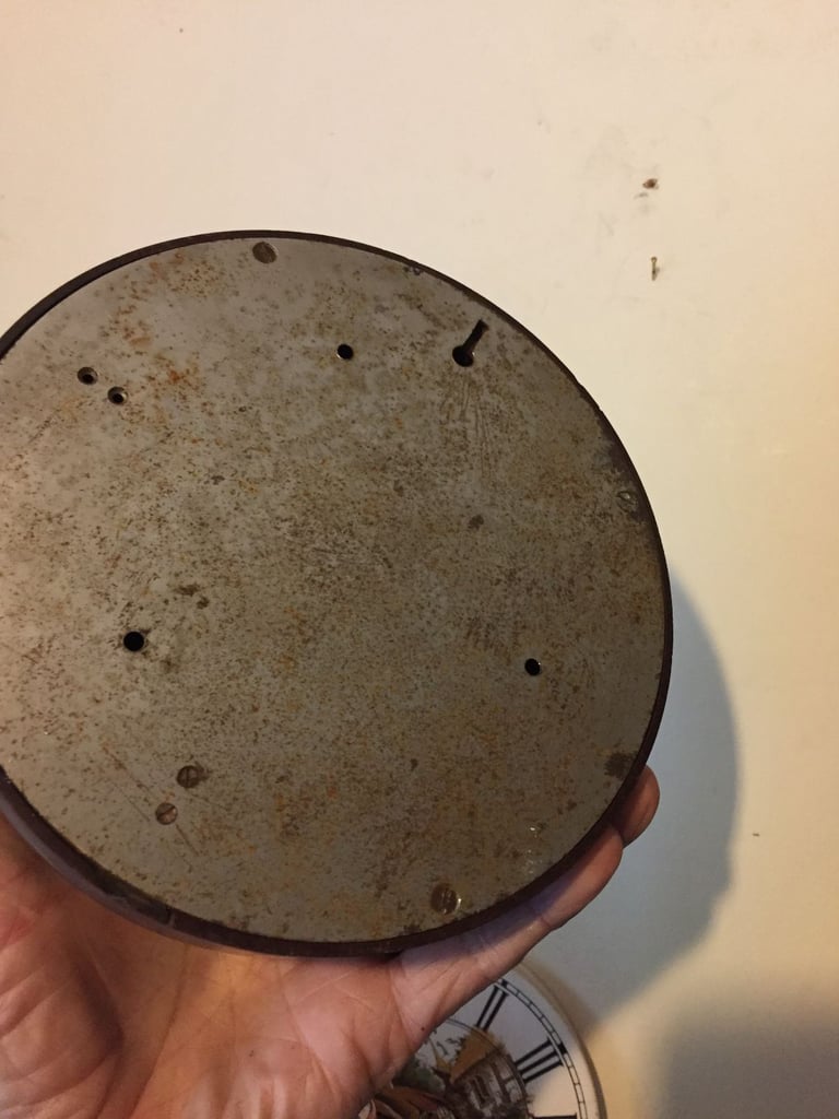 vintage 1930s industrial wall clock converted to quartz battery movement