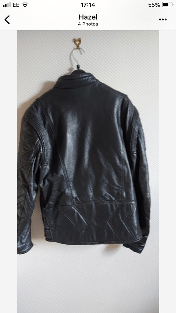 Mens black leather motorcycle jacket 