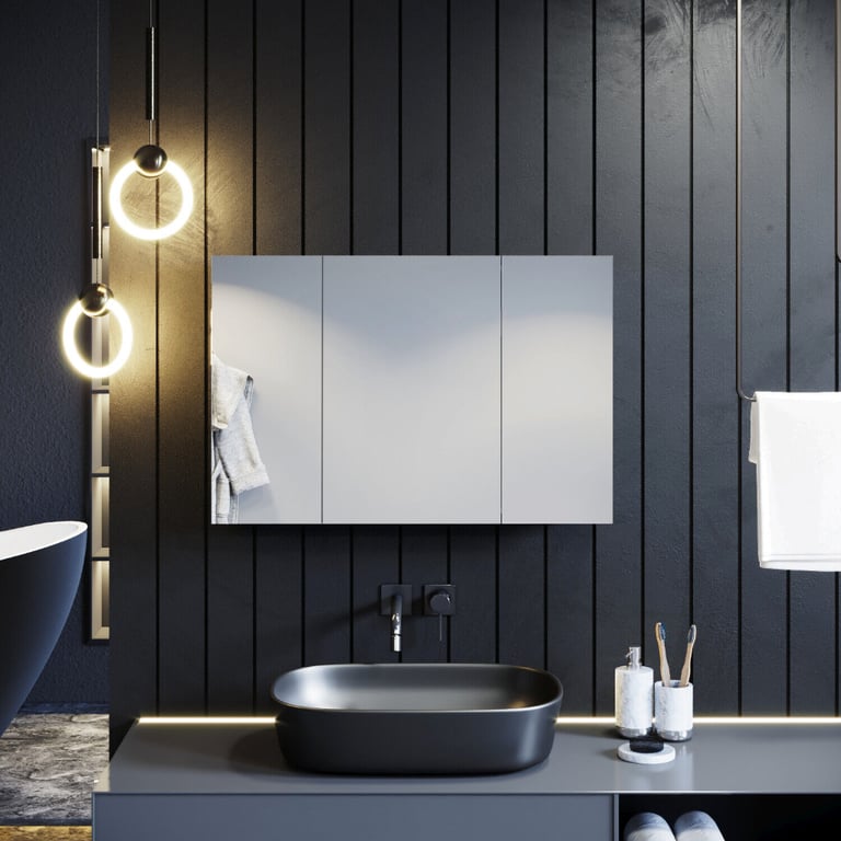 image for New Wall Mounted 3 Door Cabinet Mirror 900 x 600mm RRP £200 Our Price £135