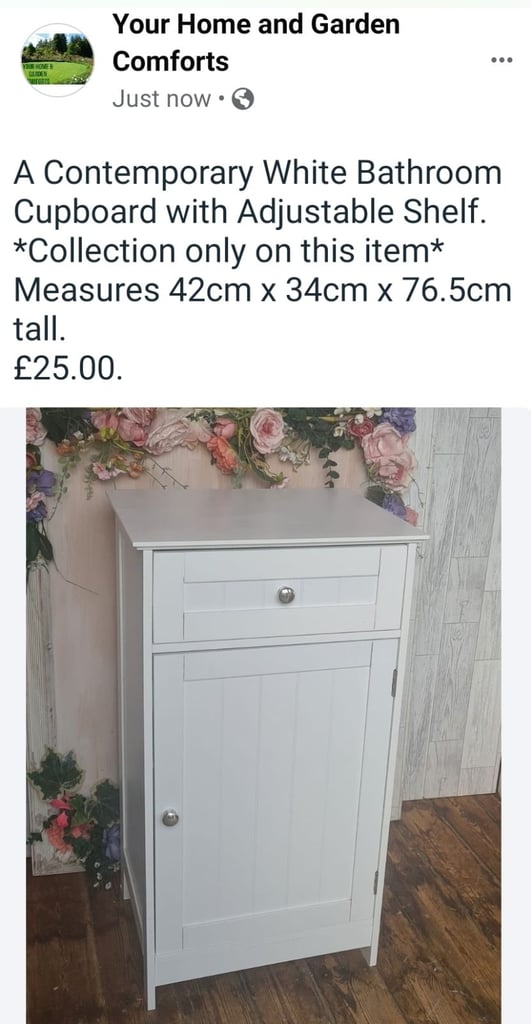 image for A Contemporary White Bathroom Cabinet with Adjustable Shelf. 