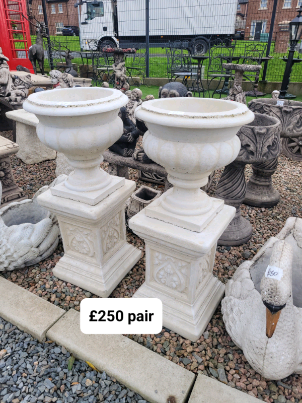 Criss cross stone garden flower pot planters in Armagh, County Armagh