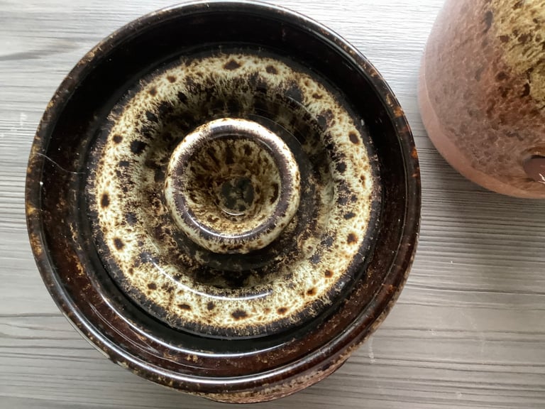 image for Three flour crocks or preserving pots or storage pots.