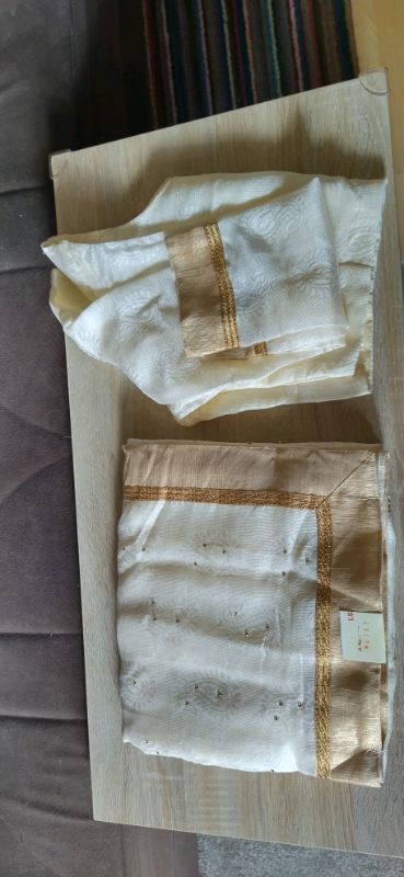 image for Brand New White and Gold Saree 