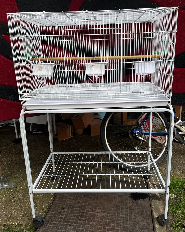White Bird Cage + Stand