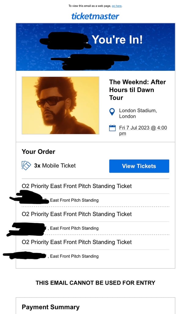 1x Weeknd STANDING EAST PITCH Ticket - London Stadium - July 7 2023
