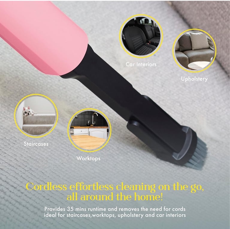 Swan SC15829QOC Cordless Vacuum Cleaner Lightweight 2 Speed Setting 14.8V Pink