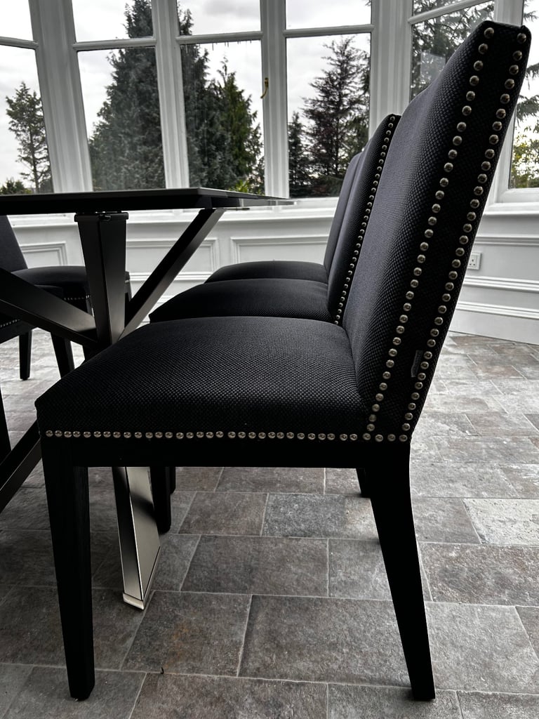 Grey & Black Studded Dining Chairs 