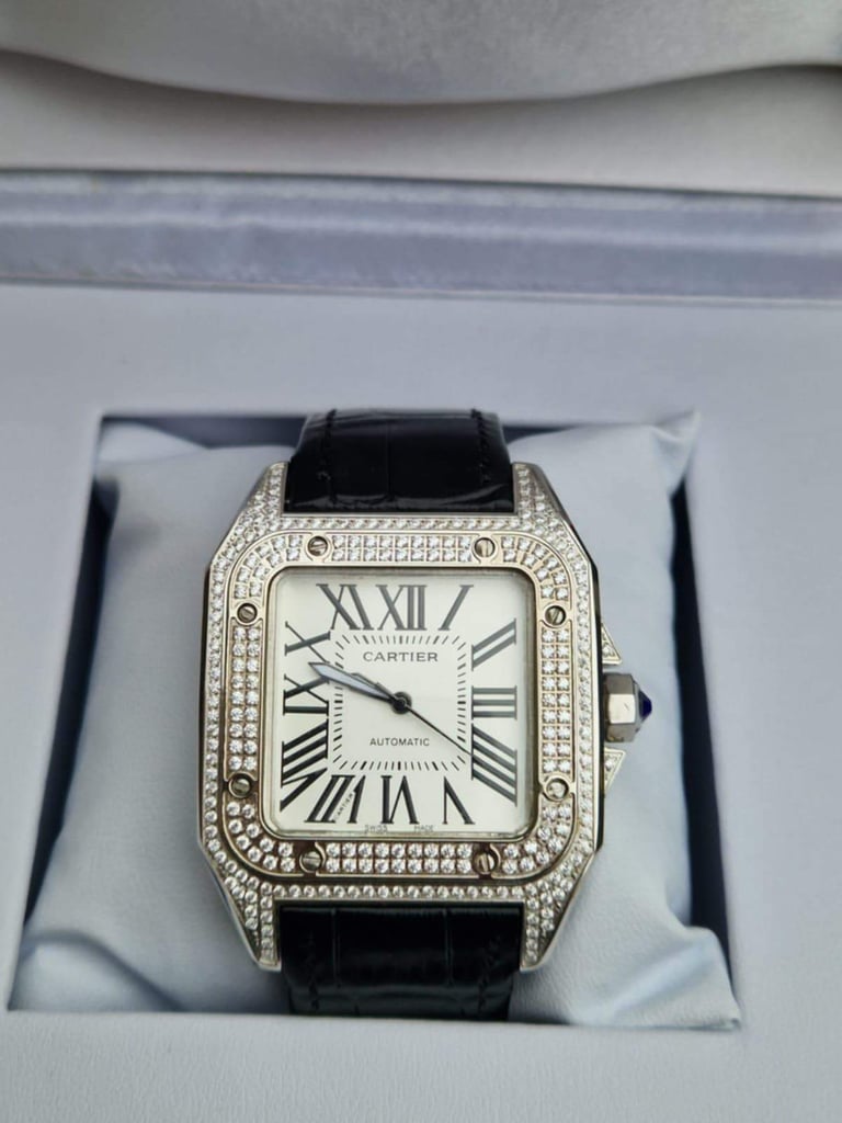 Men cartier watch super lux iced santos