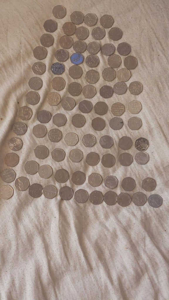 image for 50p collection X85 coins and 19 coin protectors 