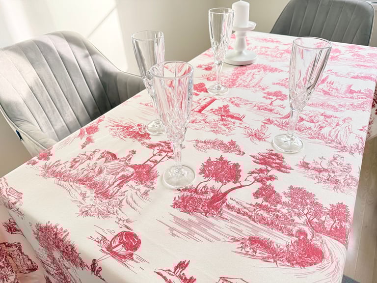 image for  Toile de Jouy Tablecloth by Eujenia’s Home Rectangle  Waterproof Hande Made 180x200cm
