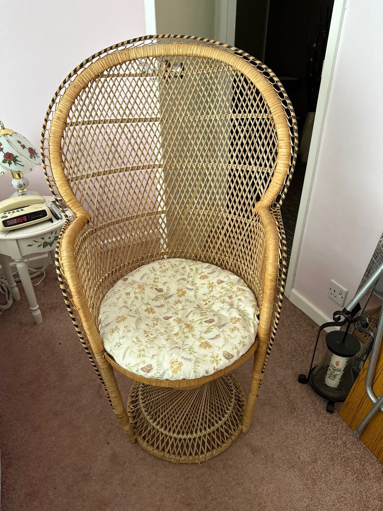 image for Large Wicker Chair with Circular Cushion